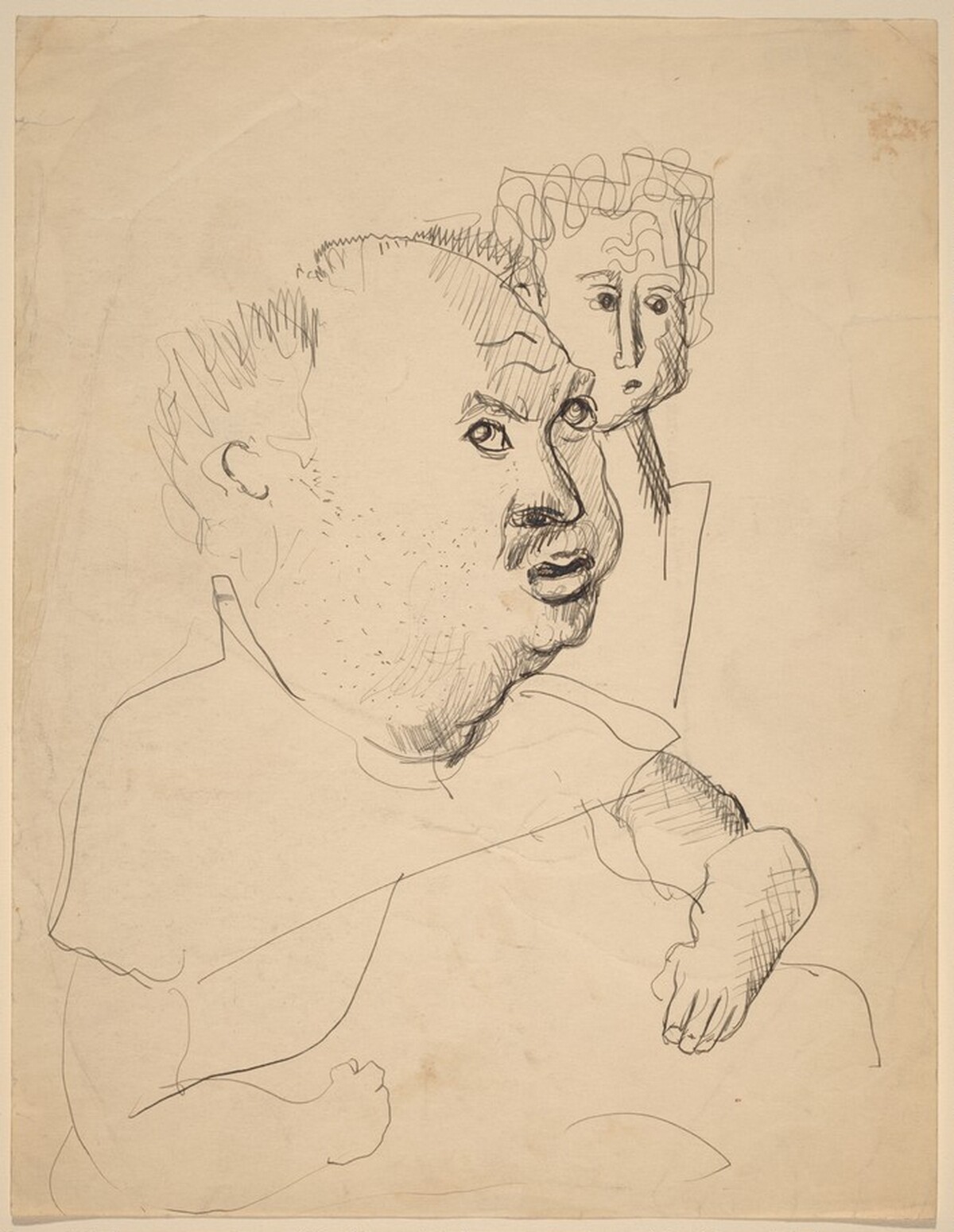 Portrait of a Balding Man with Woman's Face Behind by Mark Rothko
