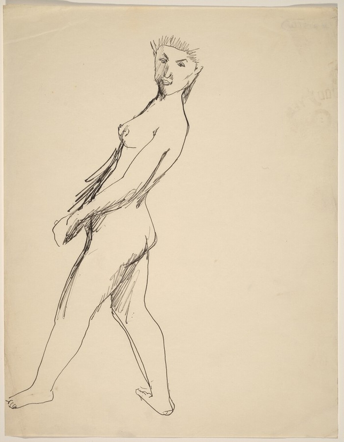 Female Nude Seen from Her Left Side, Leaning Back, Head Turned to the Viewer by Mark Rothko