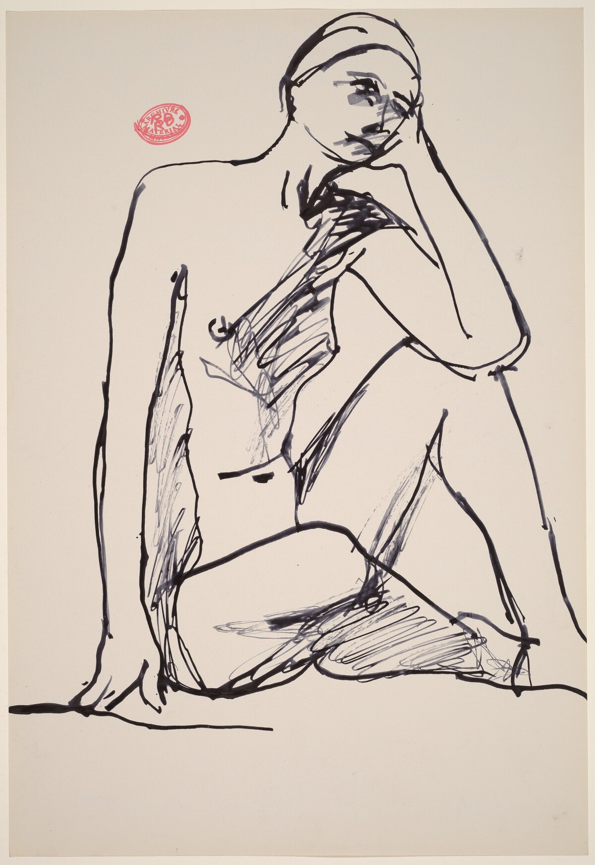 Untitled [seated nude resting her head on her left hand] by Richard Diebenkorn