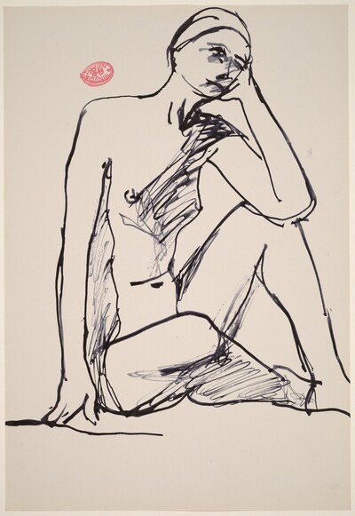 Untitled [seated nude resting her head on her left hand]