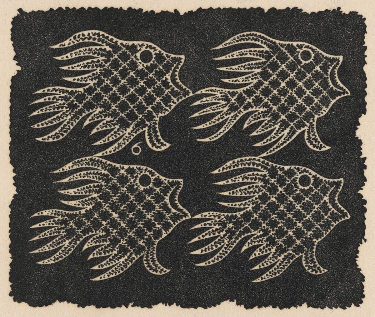 Plane-filling Motif with Fish and Bird by M.C. Escher