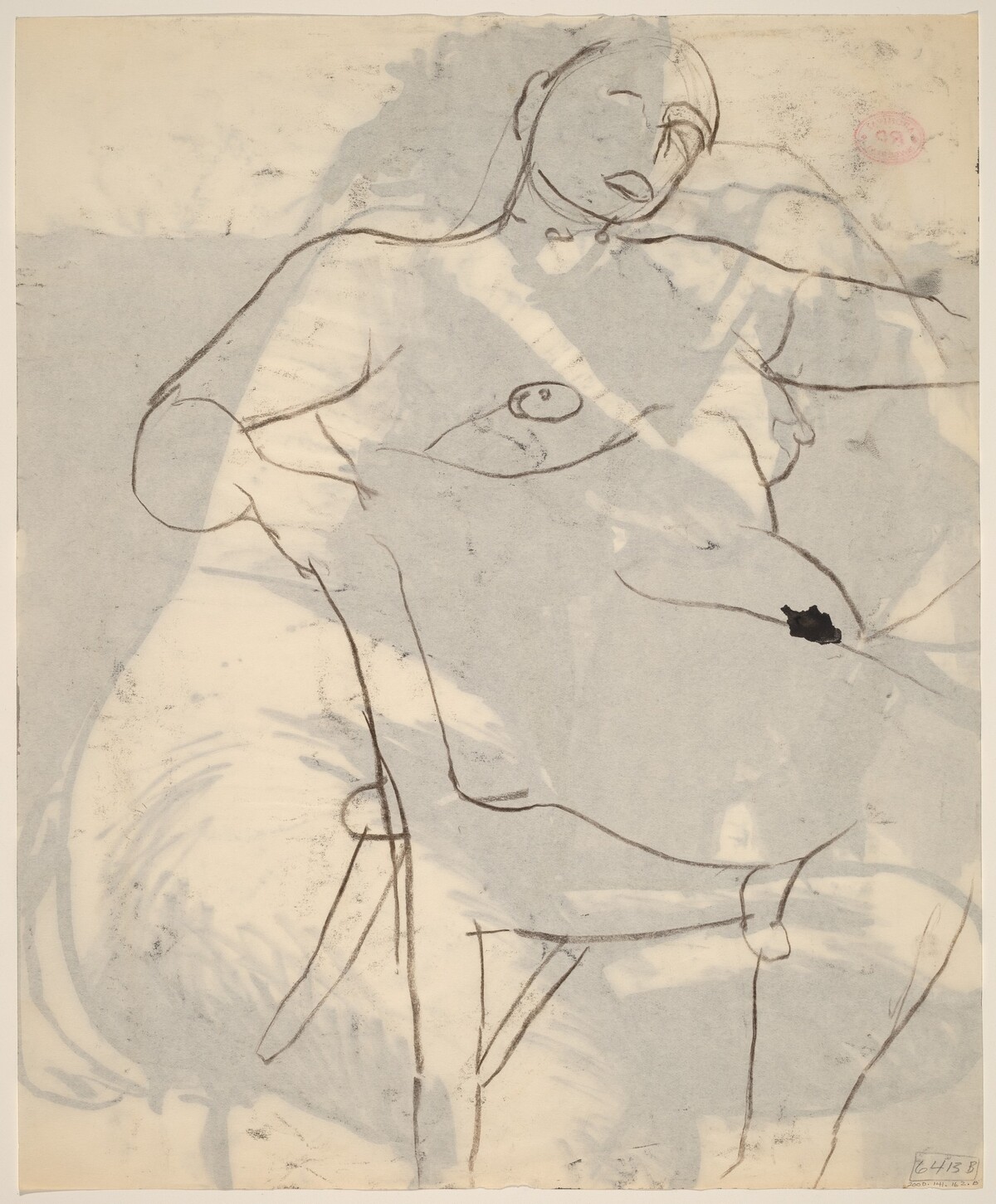 Untitled [female nude leaning back in chair and facing right [verso] by Richard Diebenkorn