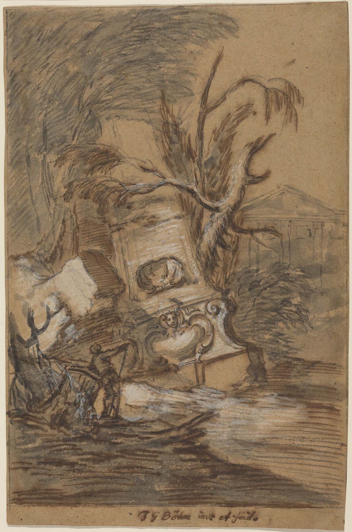 Capriccio with Antique Ruins by Johann George Böhm