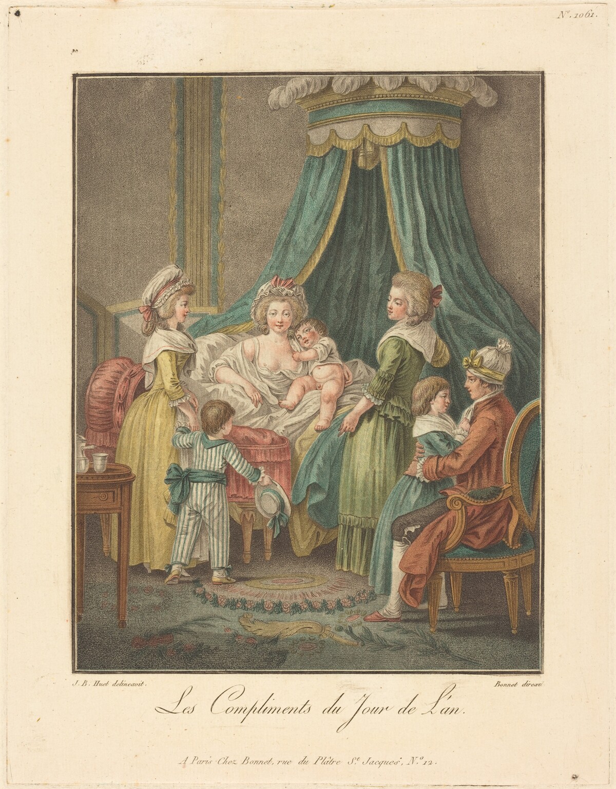 Les Compliments du jour de l'an by Louis-Marin Bonnet after Jean-Baptiste Hüet, I