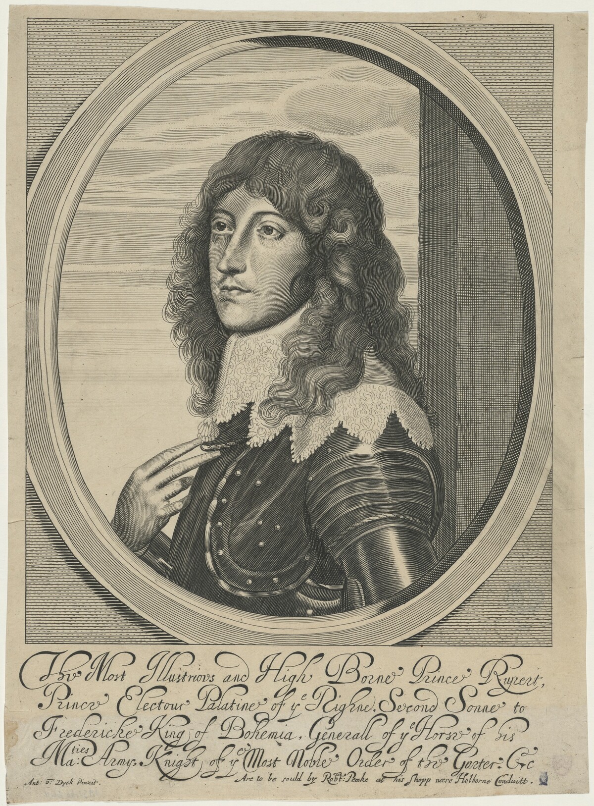 Prince Rupert, K.G. by William Faithorne after Sir Anthony van Dyck