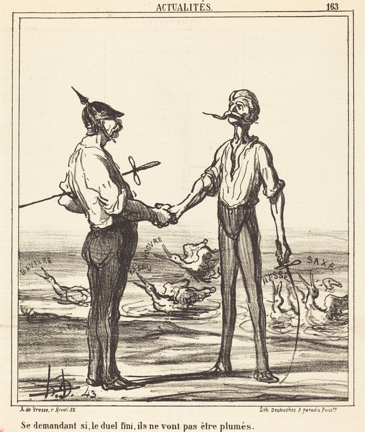Se demandant si, le duel fini, ils ne vont pas etre plumes by Honoré Daumier