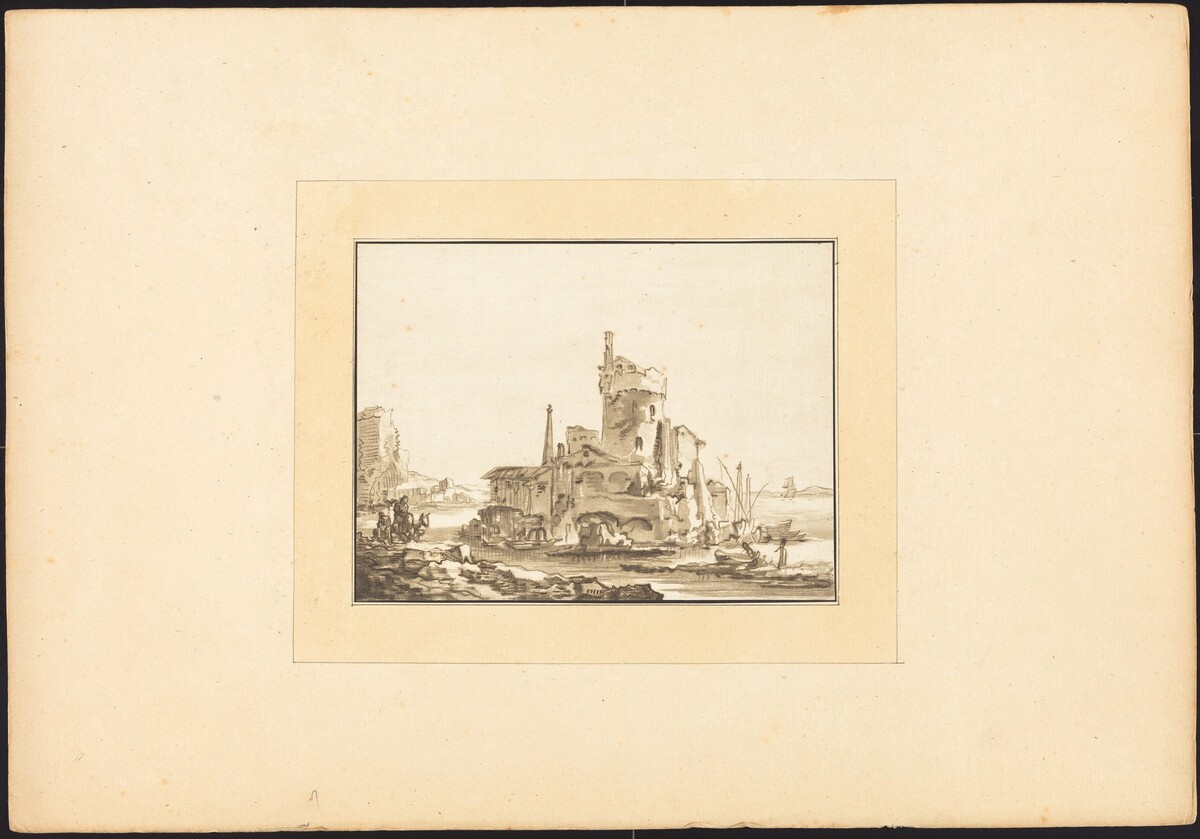 Landscape with a Round Tower by Maria Catharina Prestel after Thomas Wyck