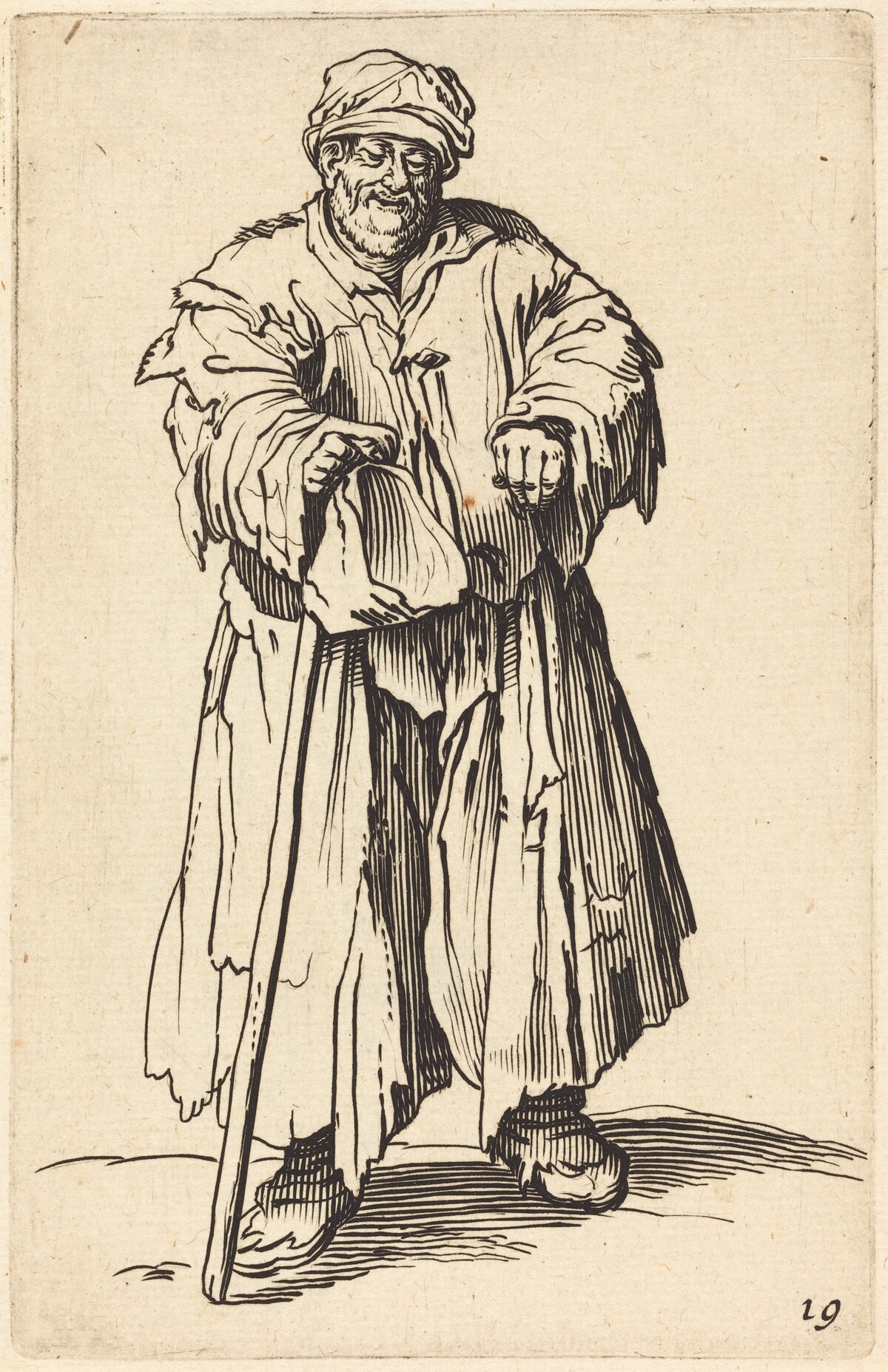 Fat Beggar with Eyes Cast Down by after Jacques Callot