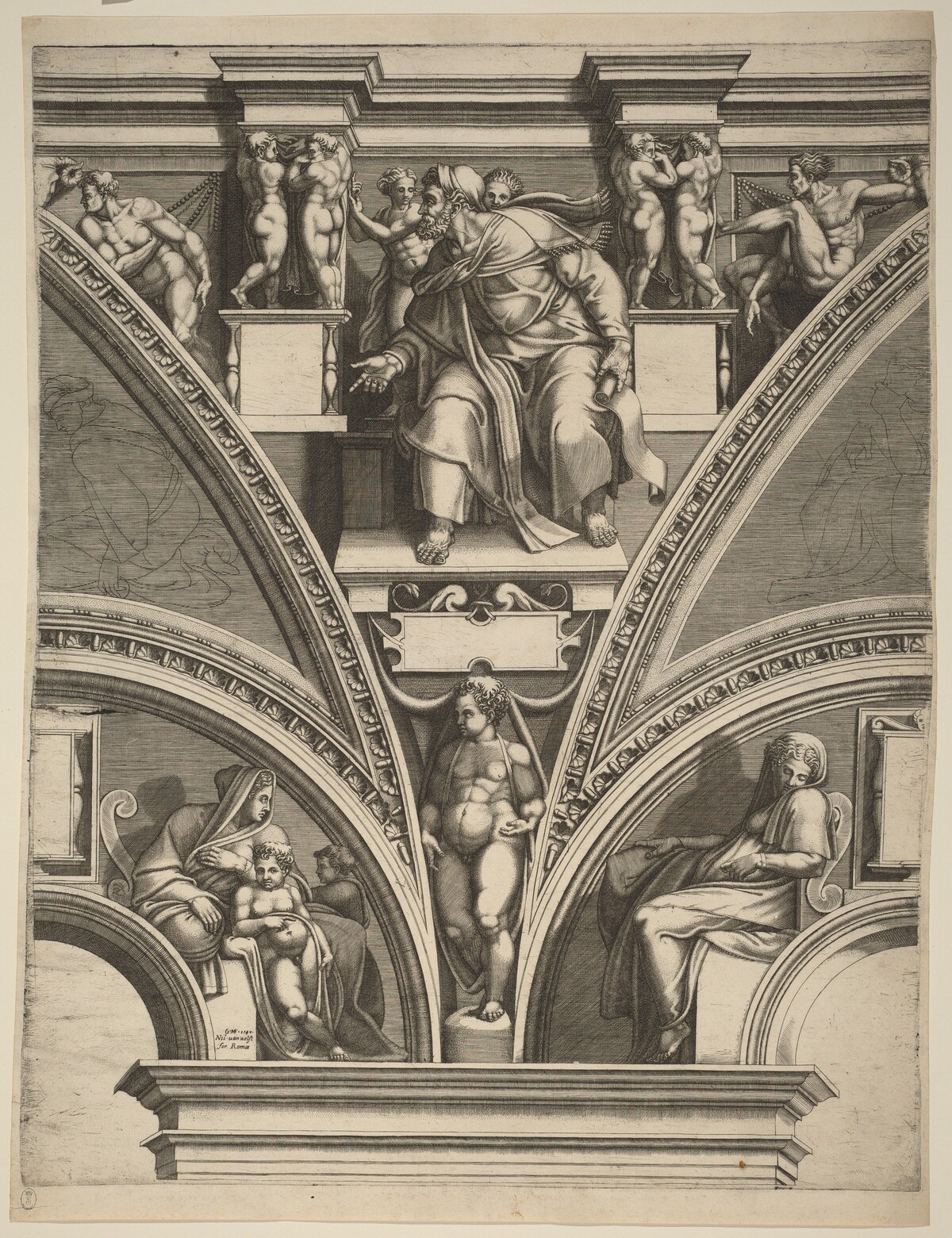 The Prophet Ezekiel by Giorgio Ghisi after Michelangelo