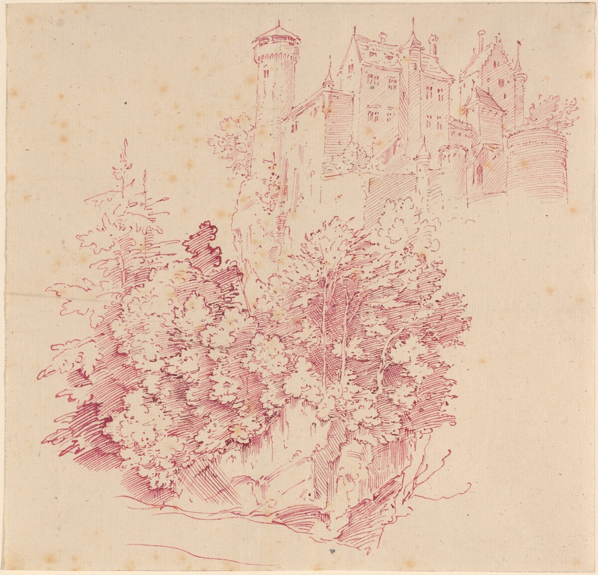 Fortified Castle on a High Cliff by Moritz von Schwind