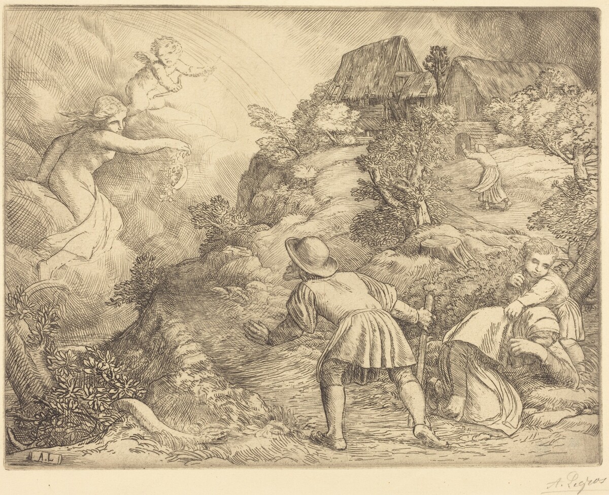 Allegory of the Peasant and Fortune (Le paysan et la fortune: Sujet allegorique) by Alphonse Legros