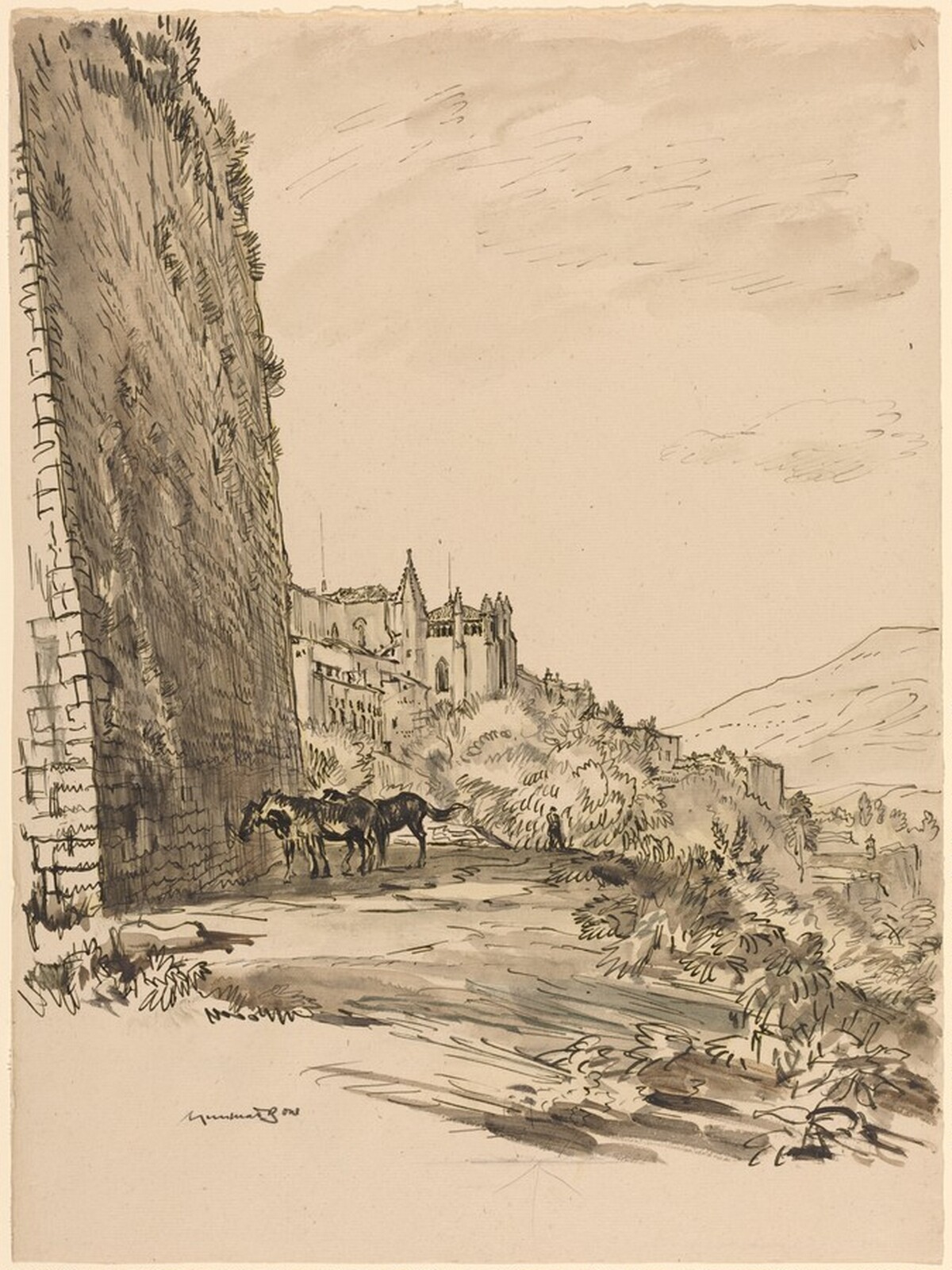 Walls of Pamplona by Sir Muirhead Bone