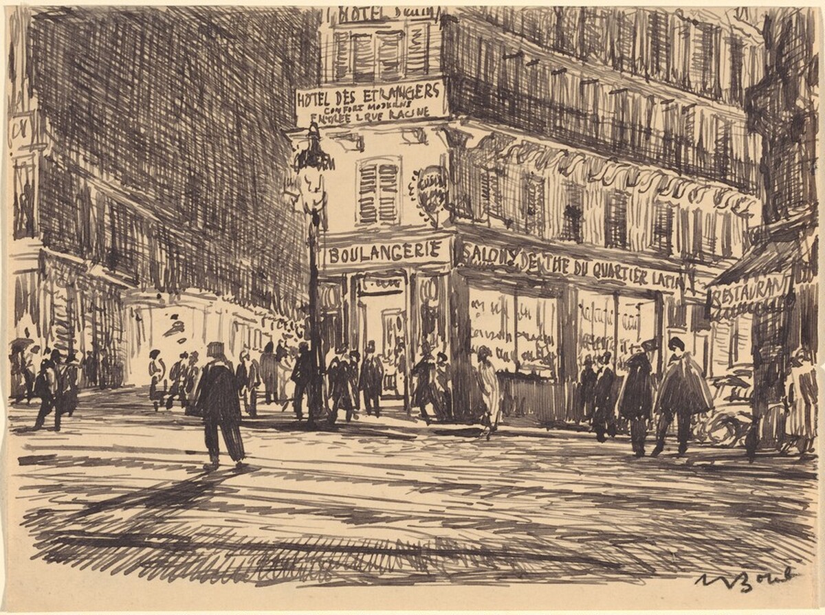 Night, Boulevard St.-Michel, Paris by Sir Muirhead Bone