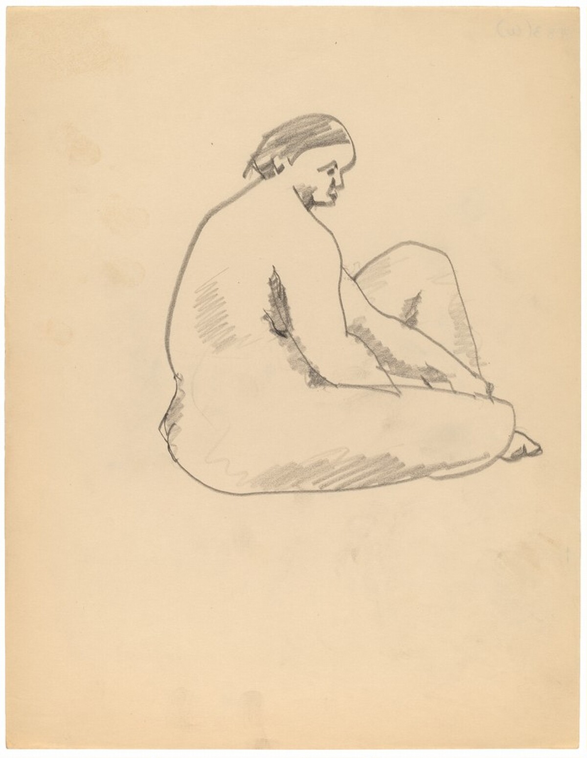 Female Nude Seated on the Ground, Facing Right by Mark Rothko