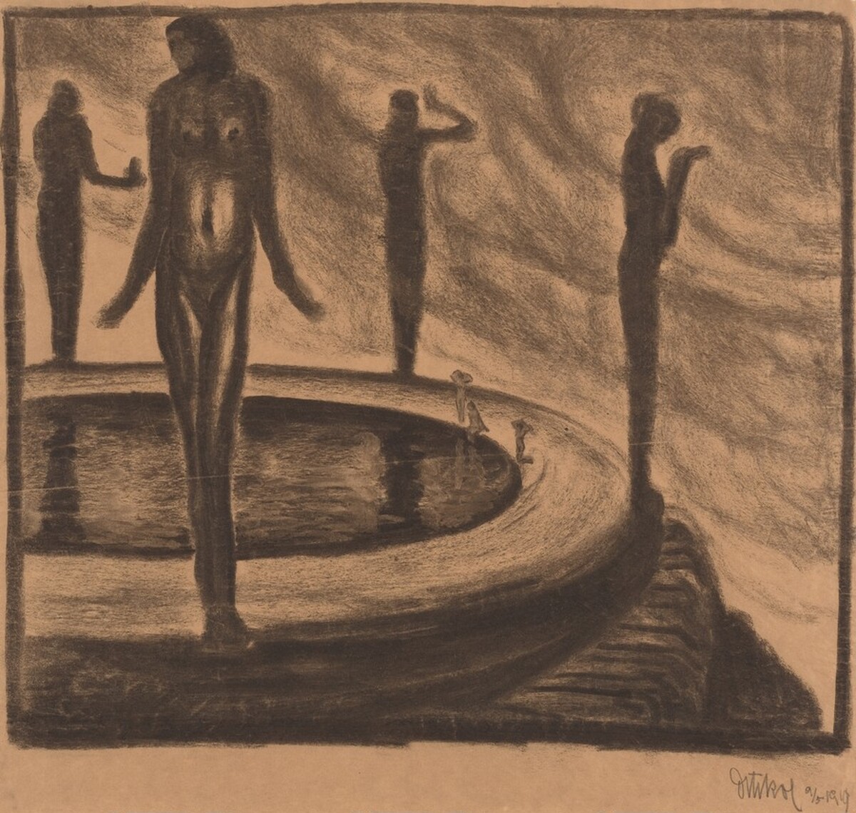 Nudes at Pool by Frantisek Drtikol