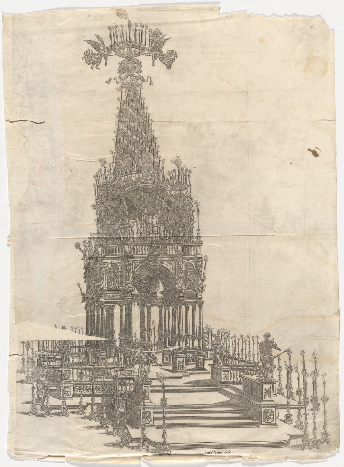 Catafalque in the Cathedral of Piacenza for Odoardo Farnese, Duke of Parma and Piacenza by Giovanni Noati, after Cristoforo Rangoni, called Ficarelli
