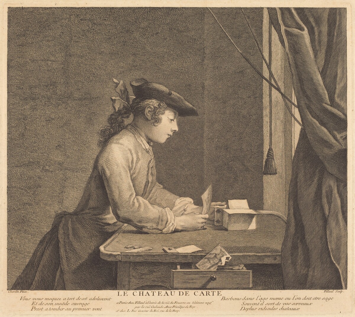 Le Chateau de carte (The House of Cards) by Pierre Filloeul after Jean Siméon Chardin