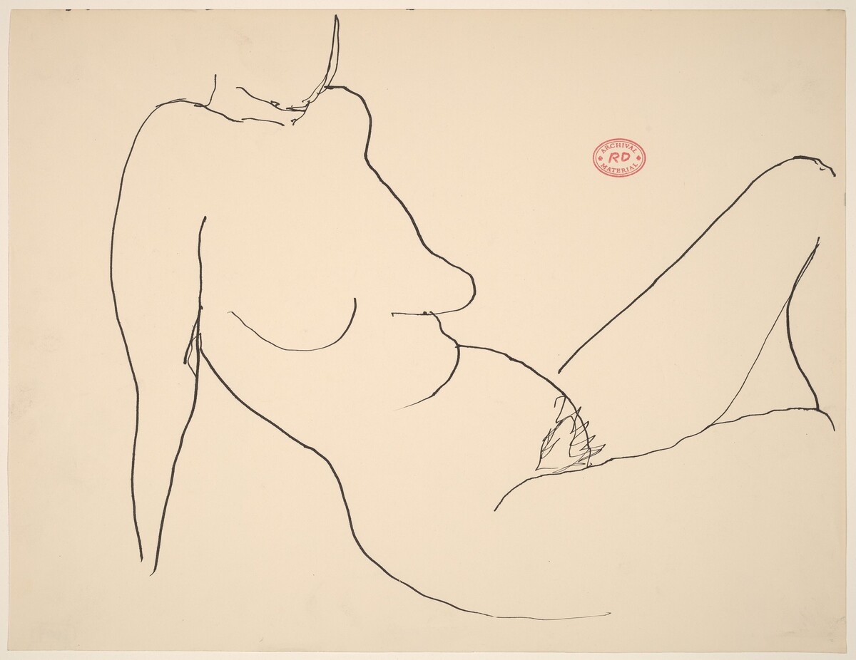 Untitled [female nude seated and leaning back on her arms] by Richard Diebenkorn