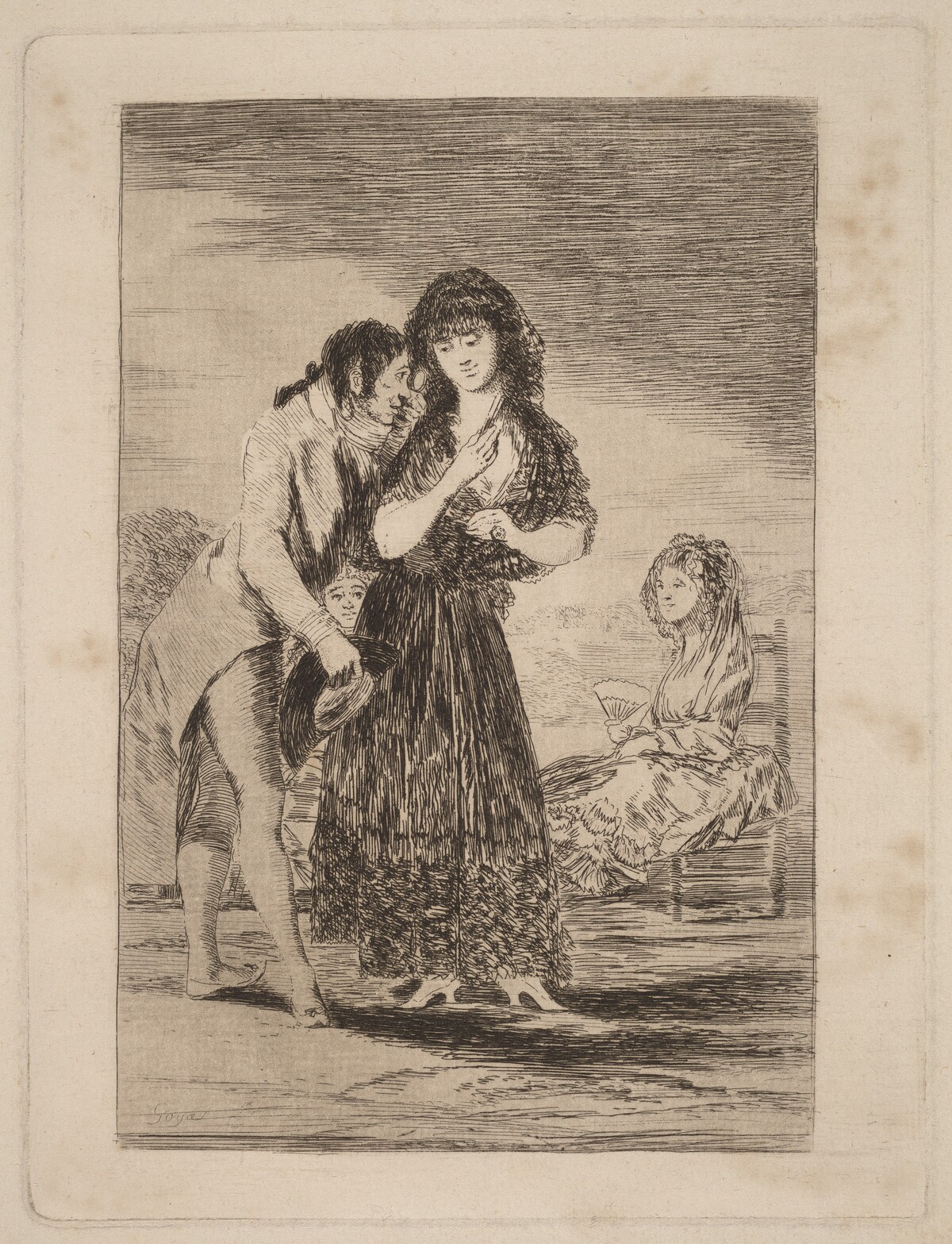 Ni asi la distingue  (Even Thus He Cannot Make Her Out) by Francisco Goya