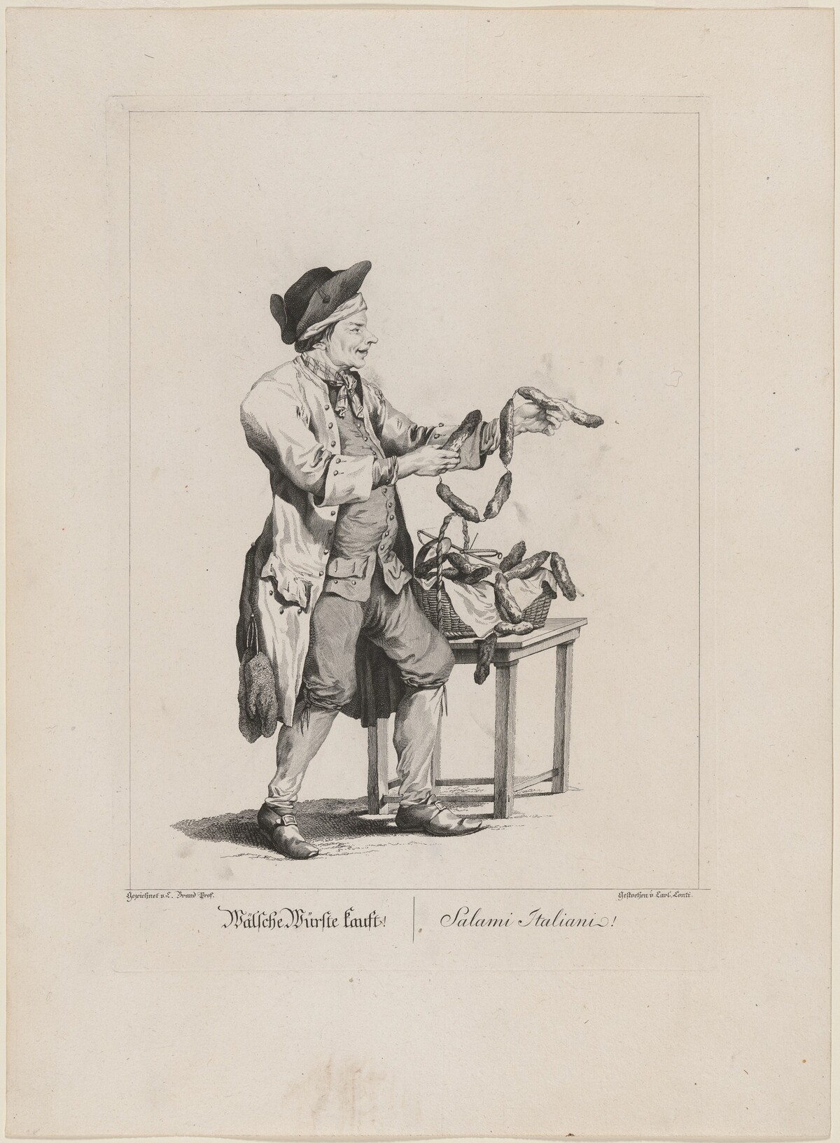 Wälsche Würste kauft! (Sausage Seller) by Carl Conti, after Johann Christian Brand