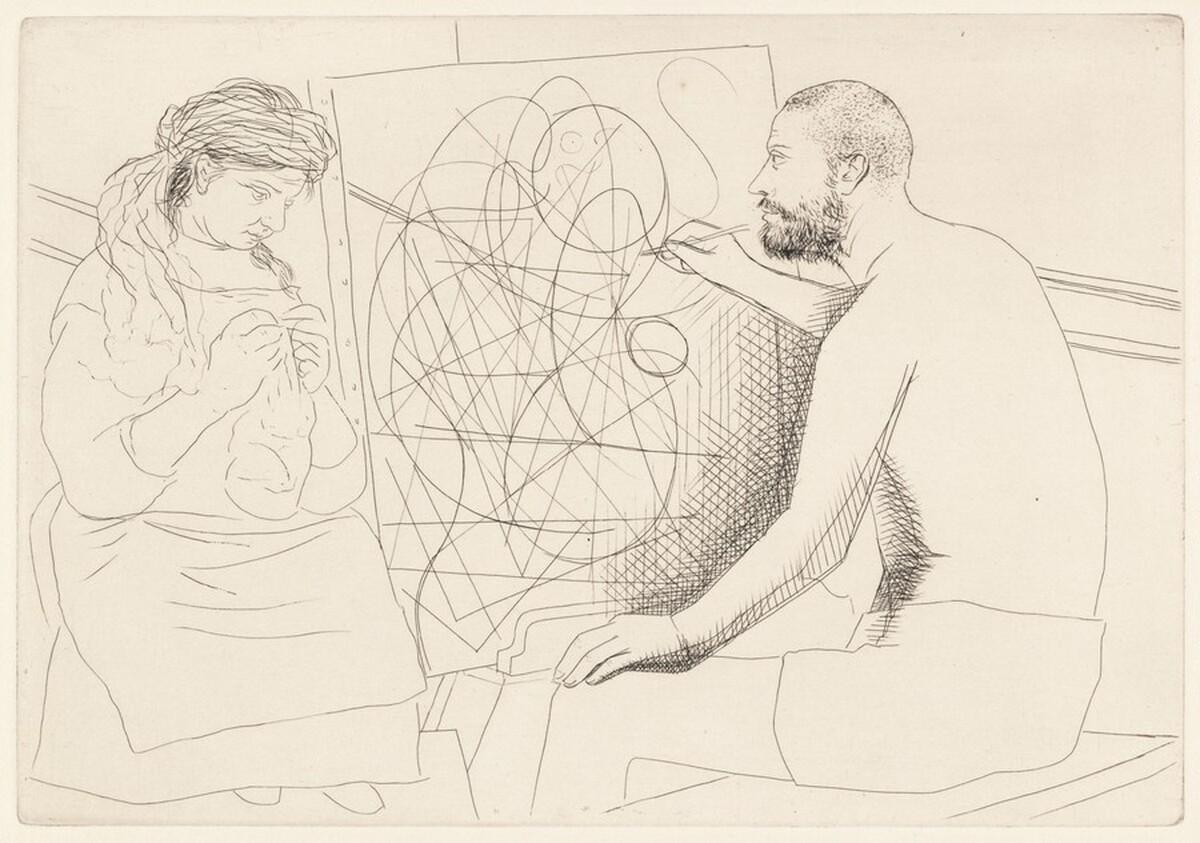 Peintre et modèle tricotant  (Painter and Model Knitting) by Pablo Picasso, Honoré de Balzac (author)