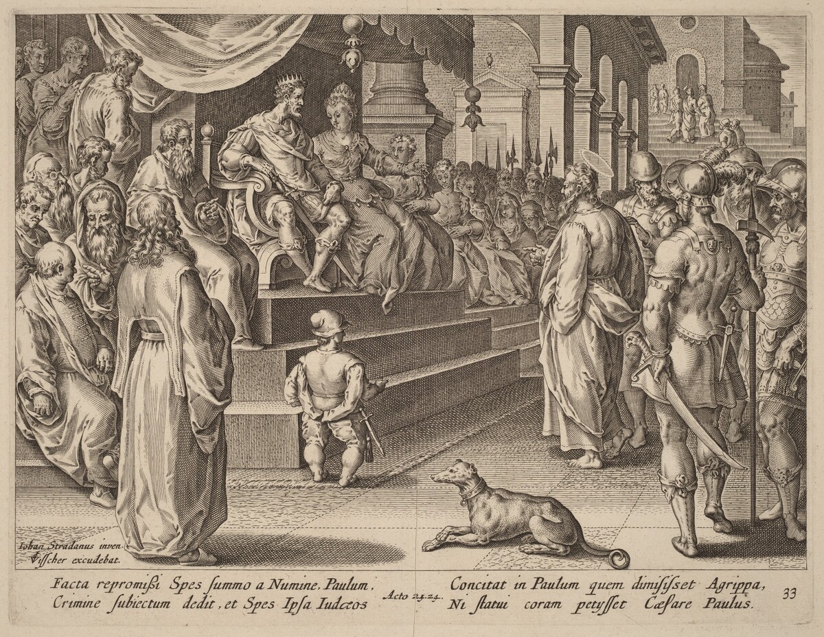 Saint Paul before Festus and Agrippa by Philip Galle after Jan van der Straet