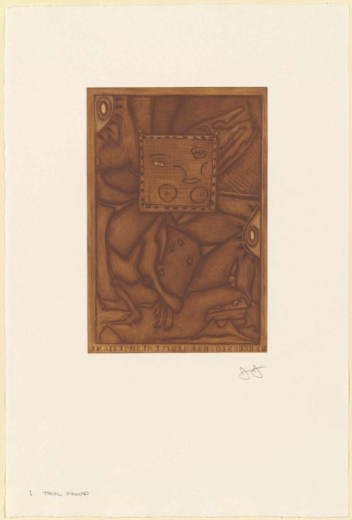 Untitled (Orange Mezzotint) [trial proof I] by Jasper Johns