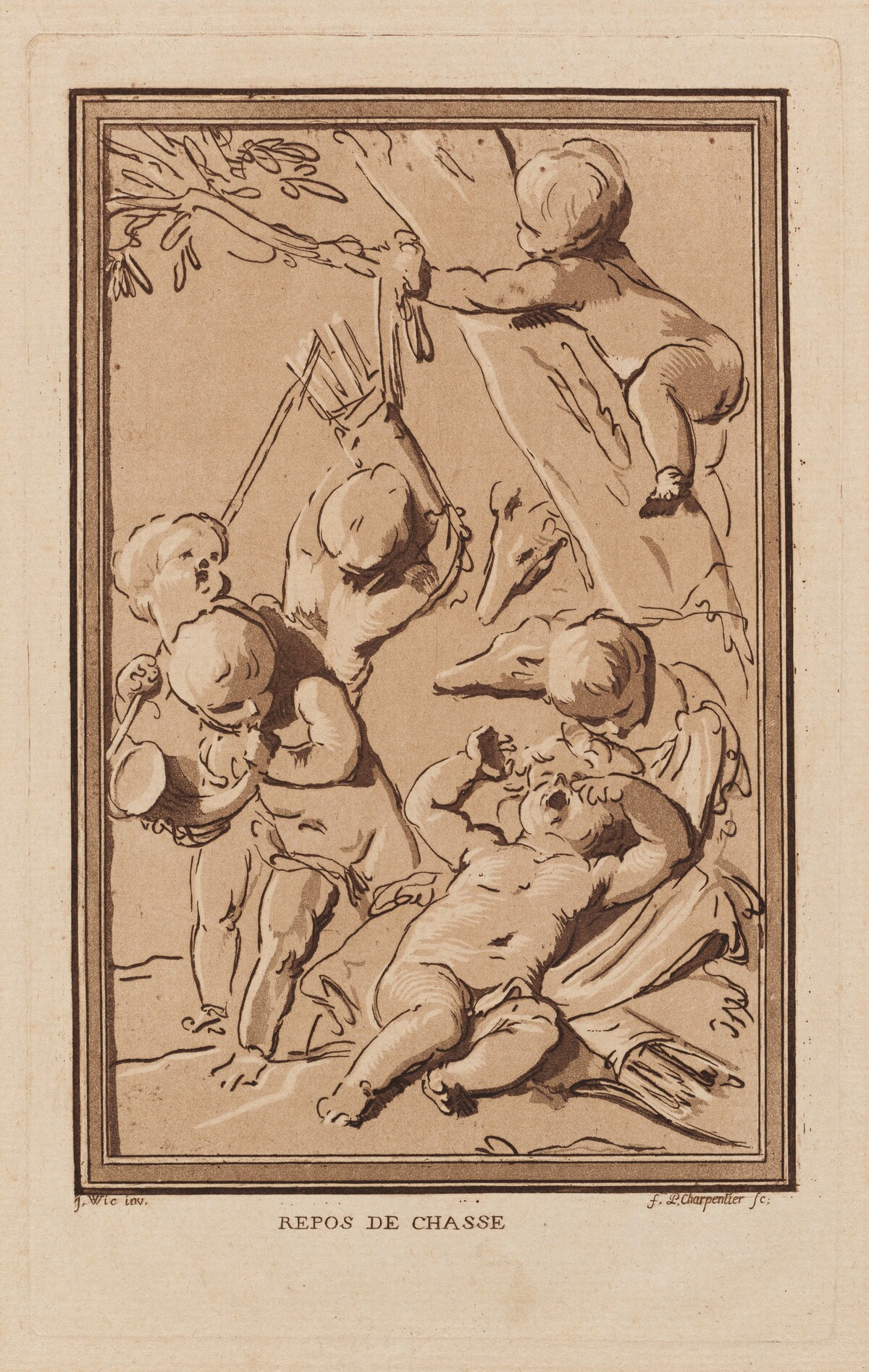 Repos de Chasse (Rest from Hunting) by François-Philippe Charpentier, after Jacob de Wit