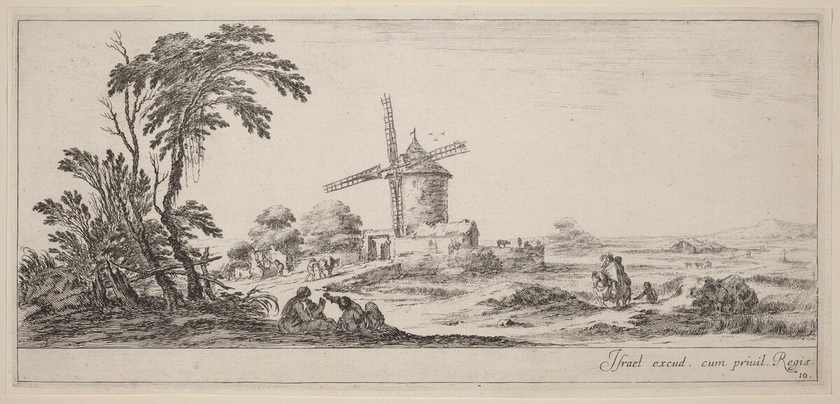 Landscape with Windmill by Stefano Della Bella