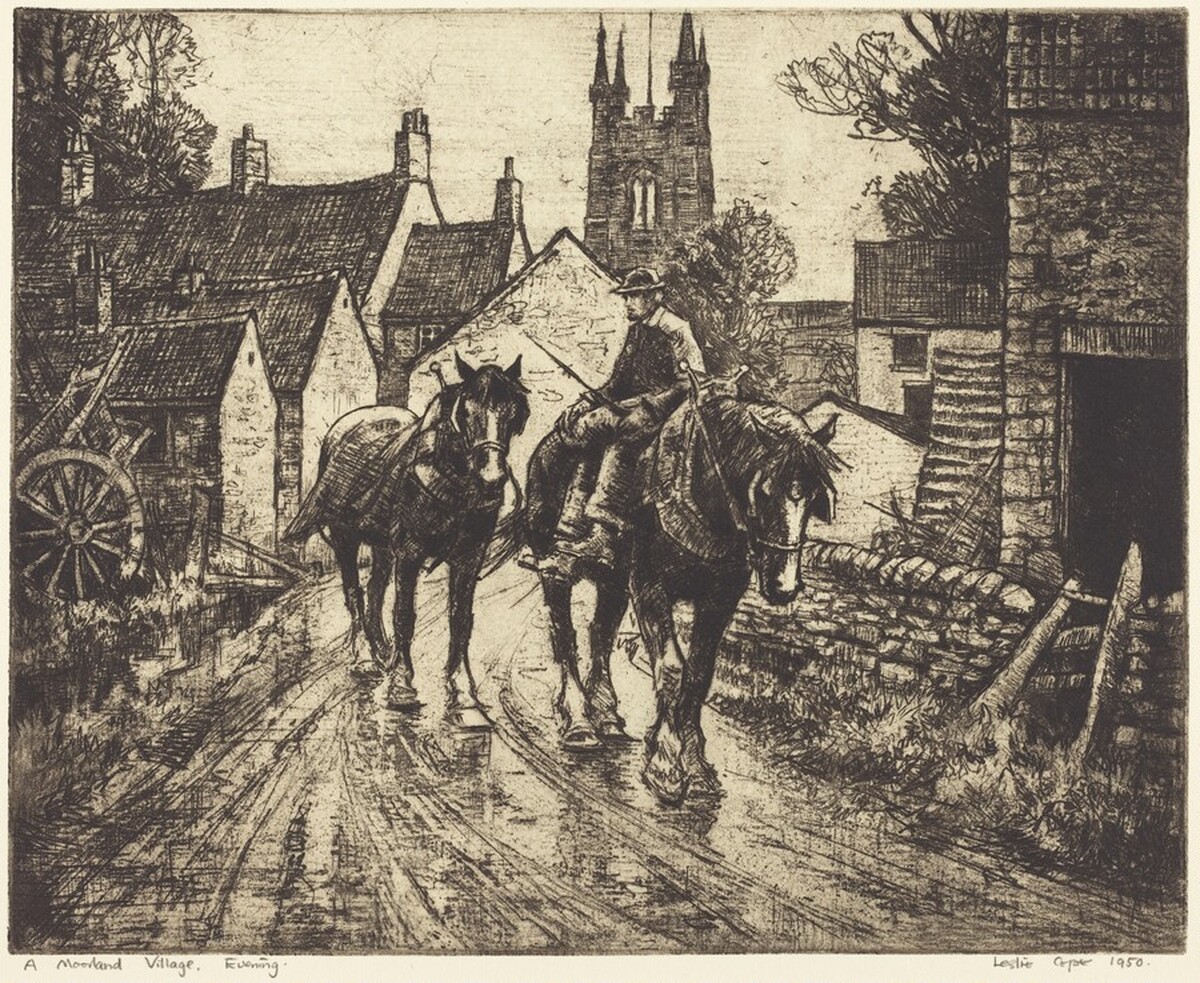 A Moorland Village, Evening by Leslie Cope