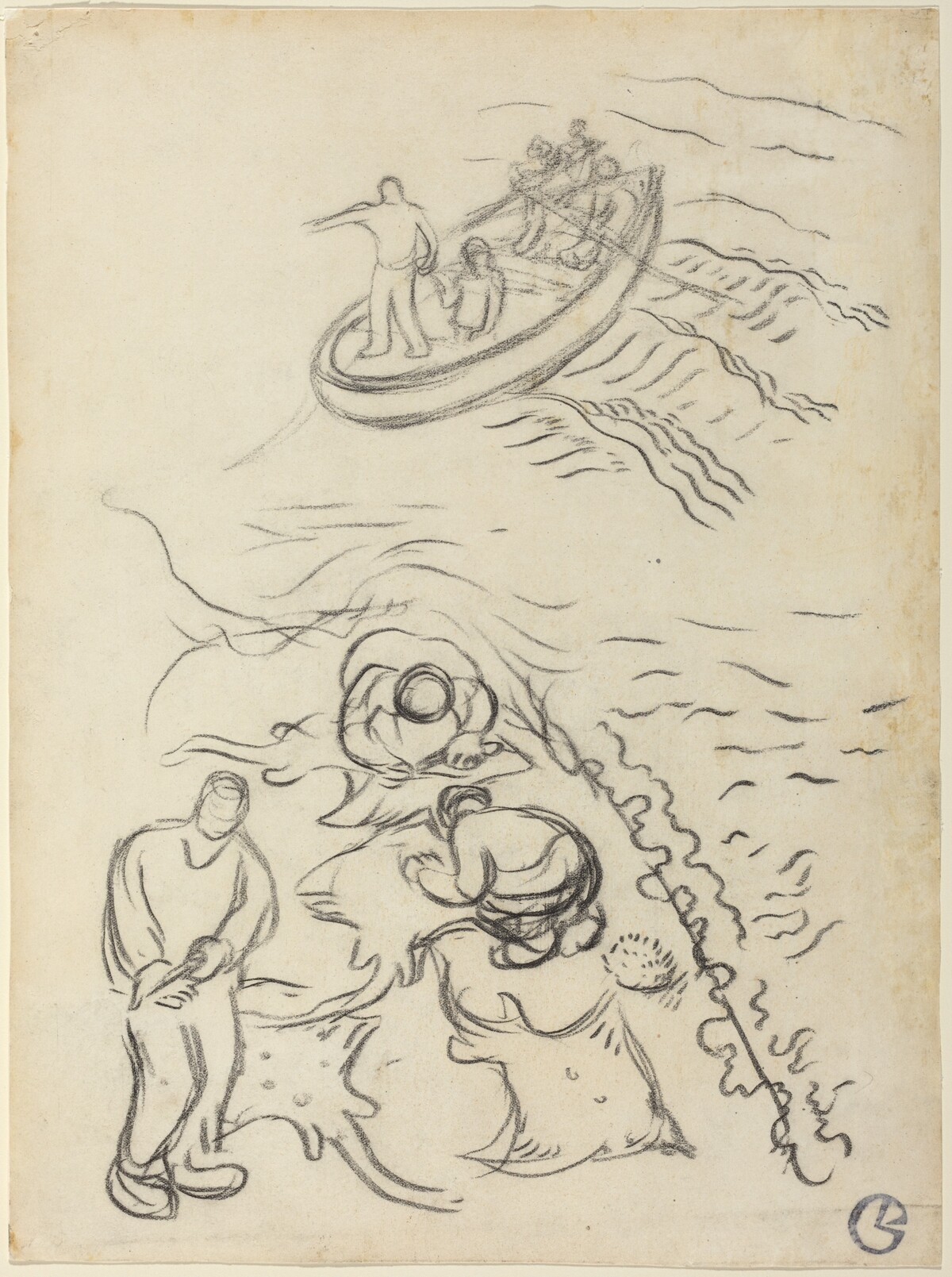 Study for "The Fishermen" with Men Emptying the Nets (Etude pour "Les Pêcheurs" et hommes vidant des raies) by Georges Lacombe