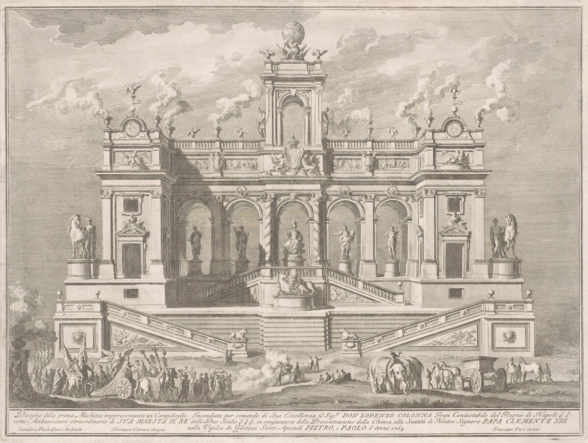 The Prima Macchina for the Chinea of 1764: A Capitol Building by Giuseppe Vasi, after Tommaso Catrani, after Paolo Posi