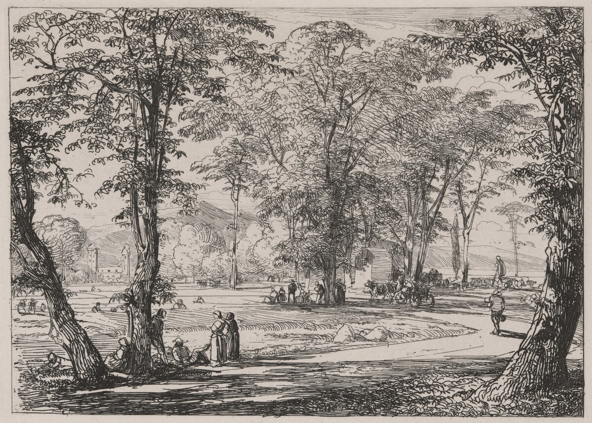 Village Scene with Workers in a Field and at Rest by Caspar Johann Nepomuk Scheuren