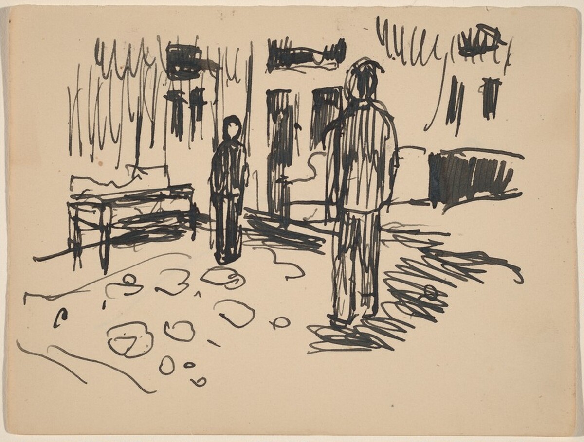 The Artist and Model in the Living Room at Ekely by Edvard Munch