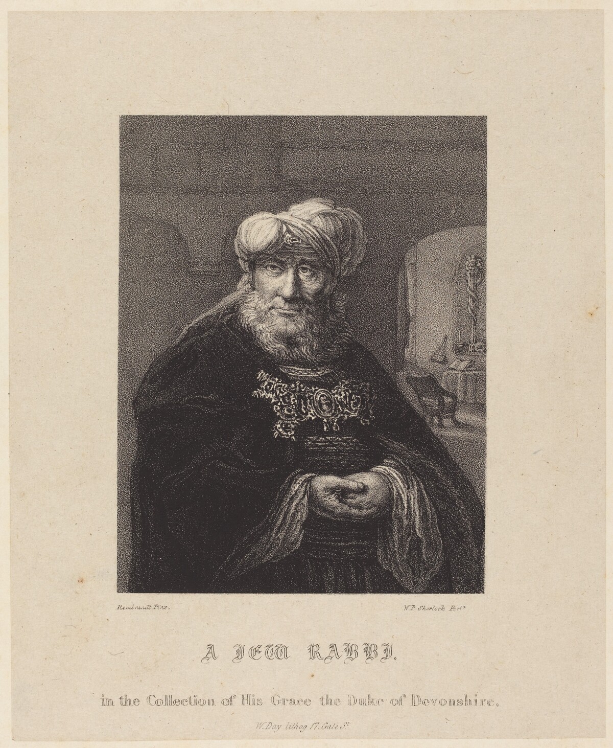 A Jewish Rabbi by William P. Sherlock after Rembrandt van Rijn