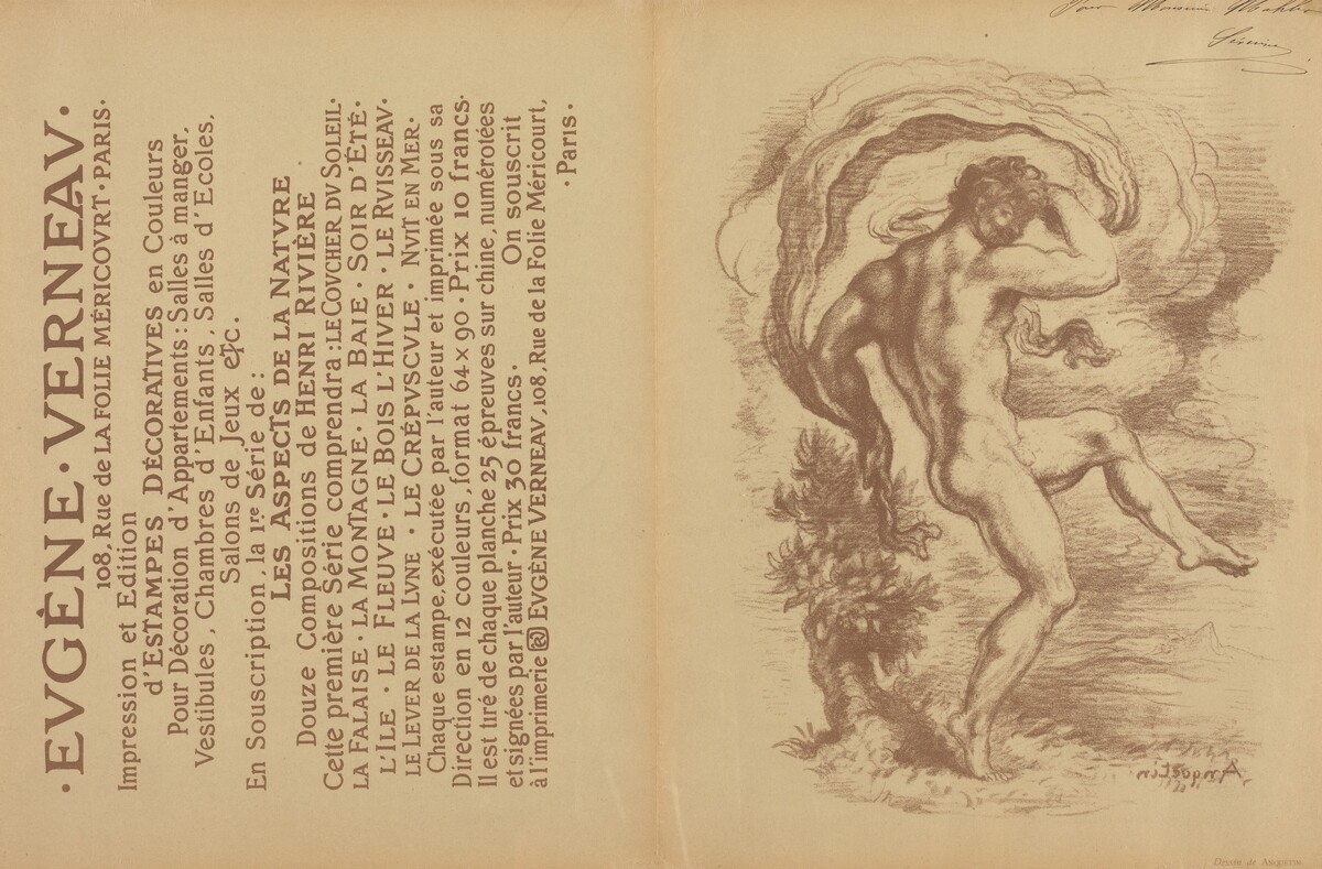 Dancing Nude and Advertisement for Eugène Verneau's "Estampes décoratives" [verso] by Louis Anquetin