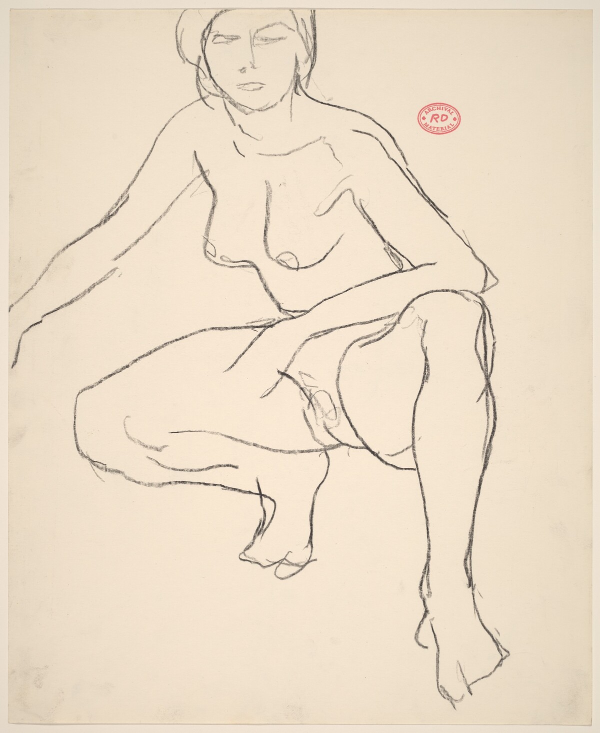 Untitled [crouching female nude] by Richard Diebenkorn