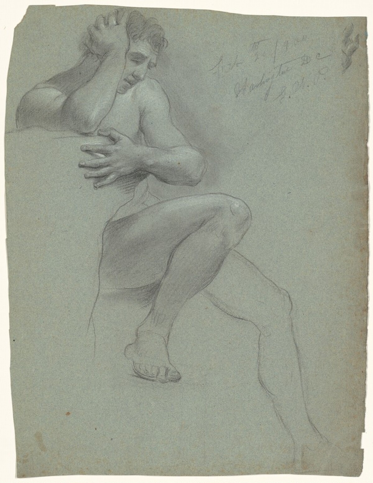 Seated Male Nude by John Ure Perkins
