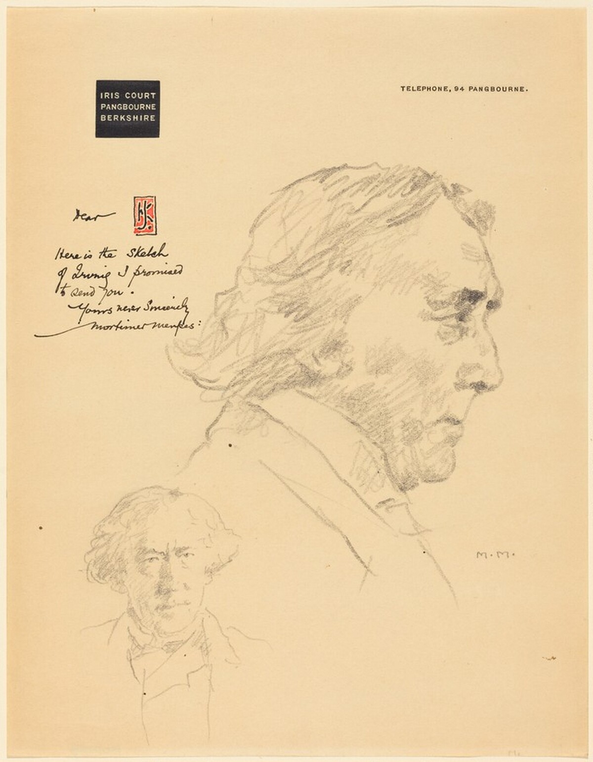 A Letter from Iris Court with Sketches of Henry Irving by Mortimer Menpes