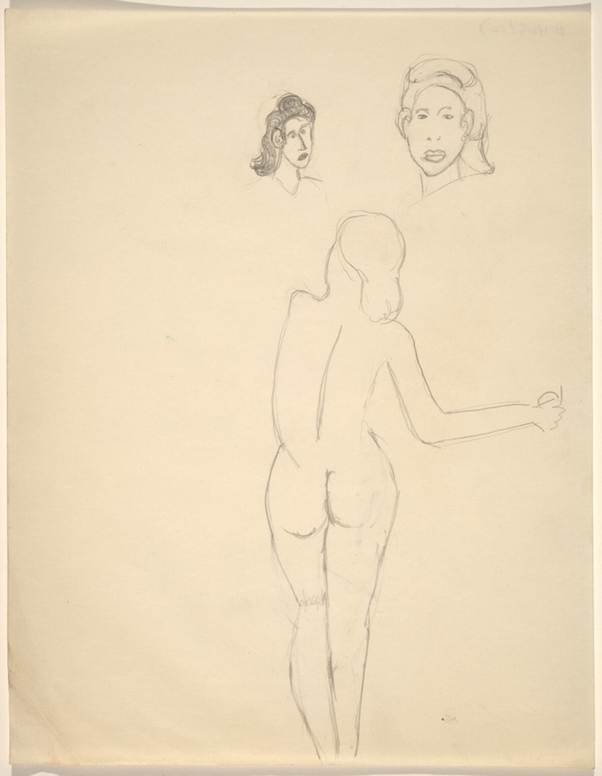 A Nude Seen from the Back and Two Studies of Female Heads by Mark Rothko