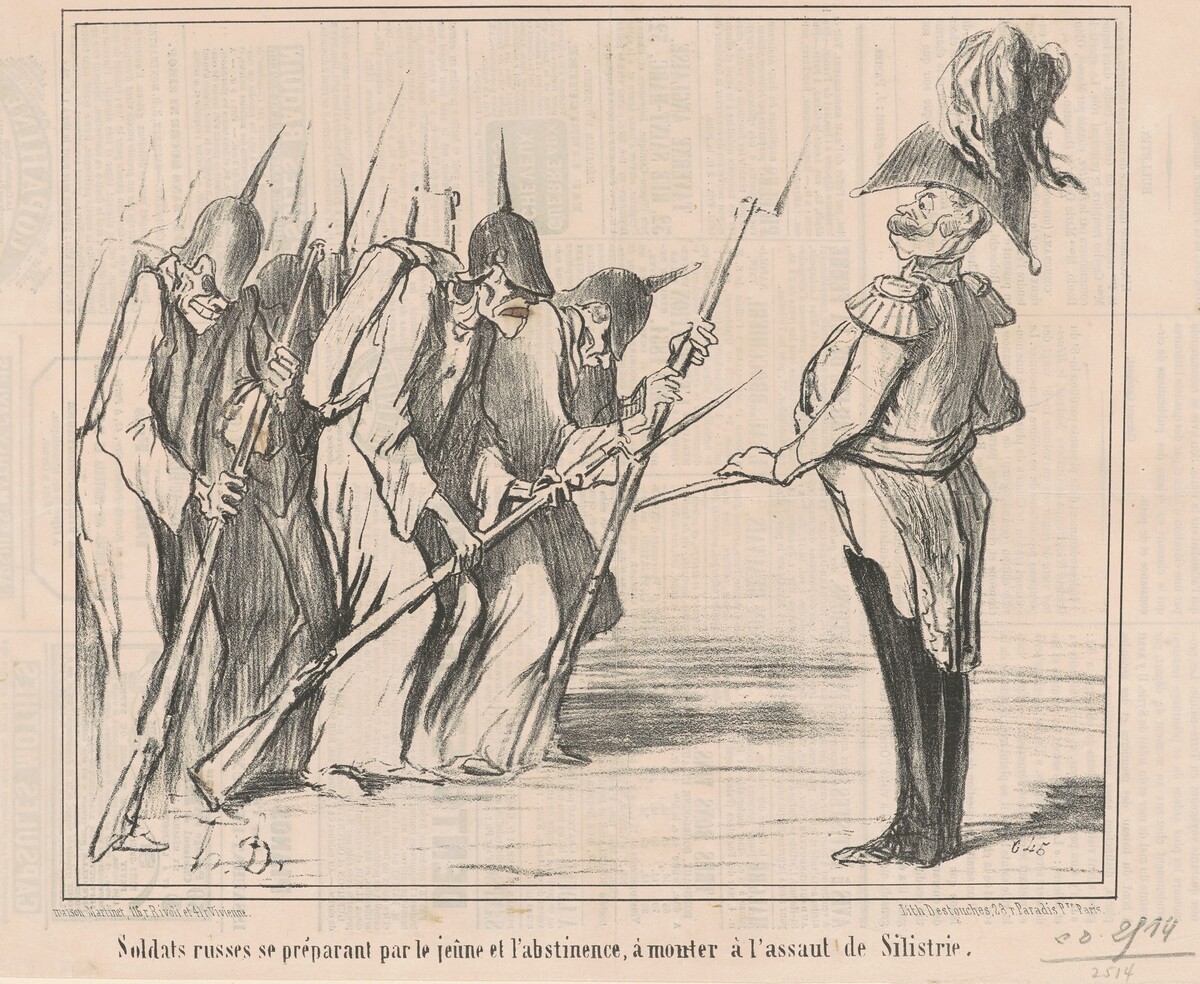 Soldats russes se préparant par le jeune ... by Honoré Daumier