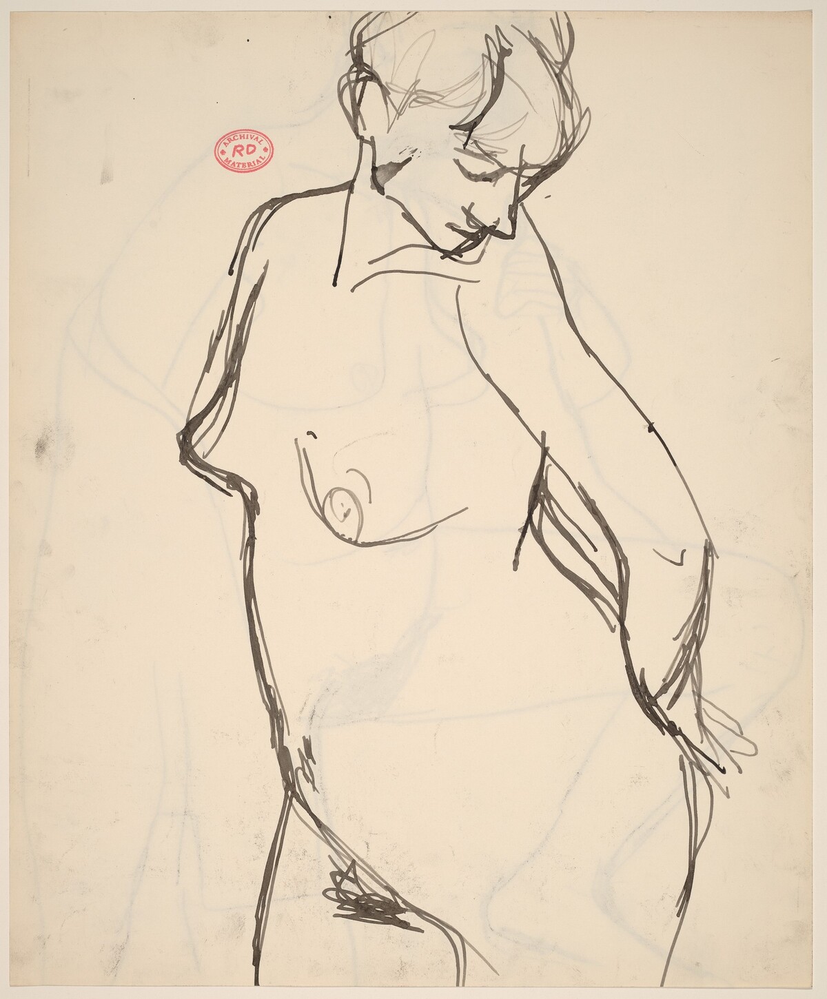 Untitled [standing nude looking over her left shoulder] [recto] by Richard Diebenkorn