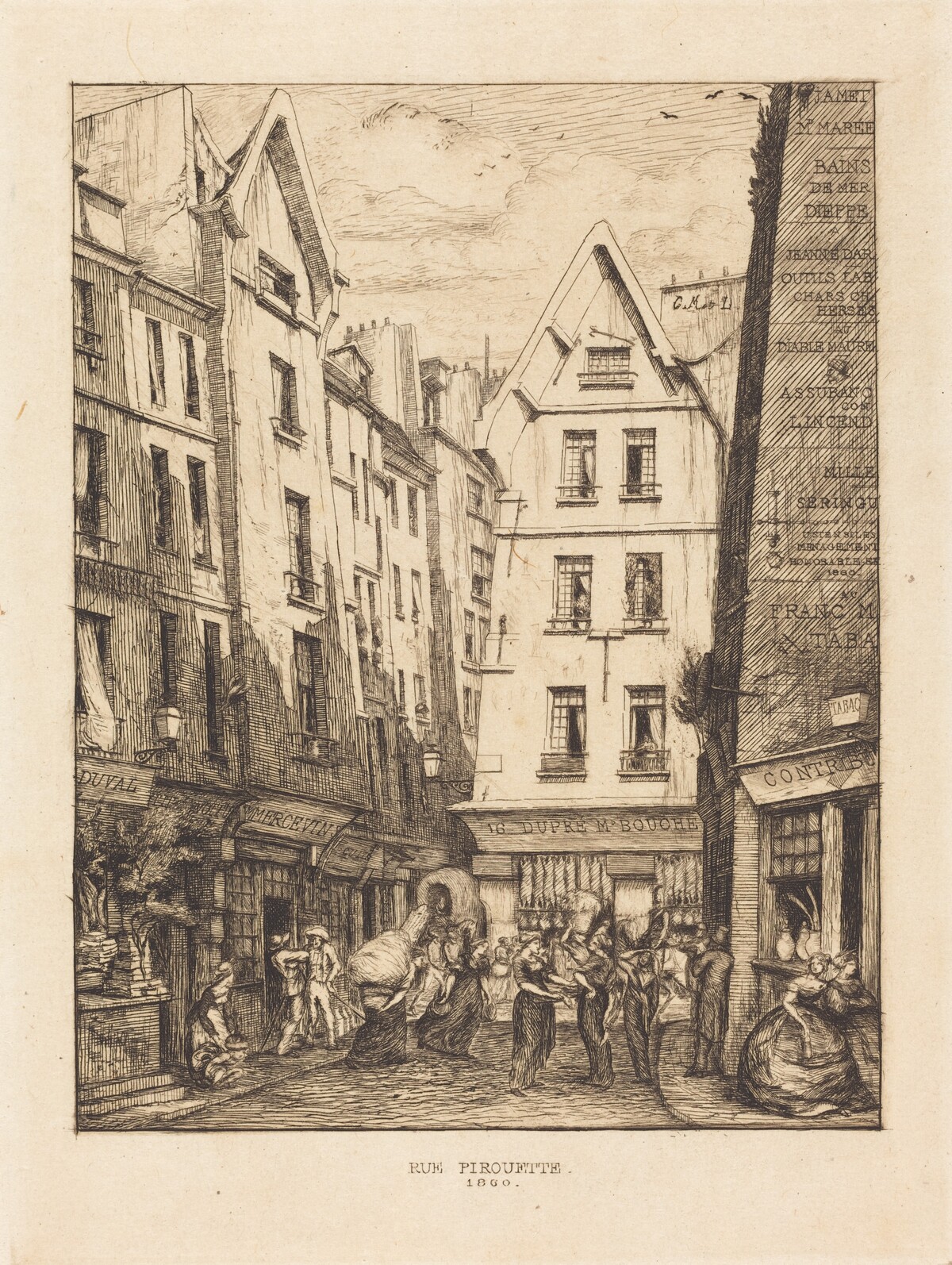La Rue Pirouette aux halles, Paris (Pirouette Street, Near the Markets, Paris) by Charles Meryon