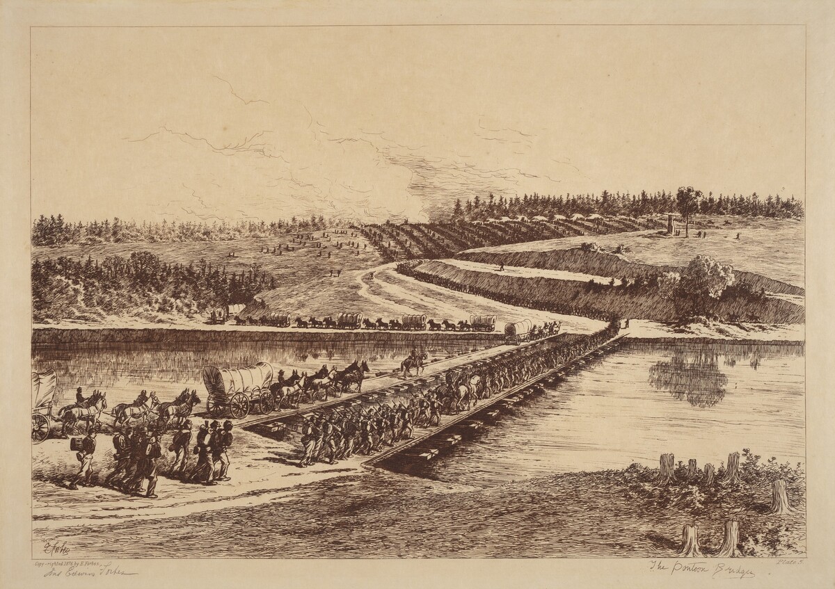 The Pontoon Bridges by Edwin Forbes