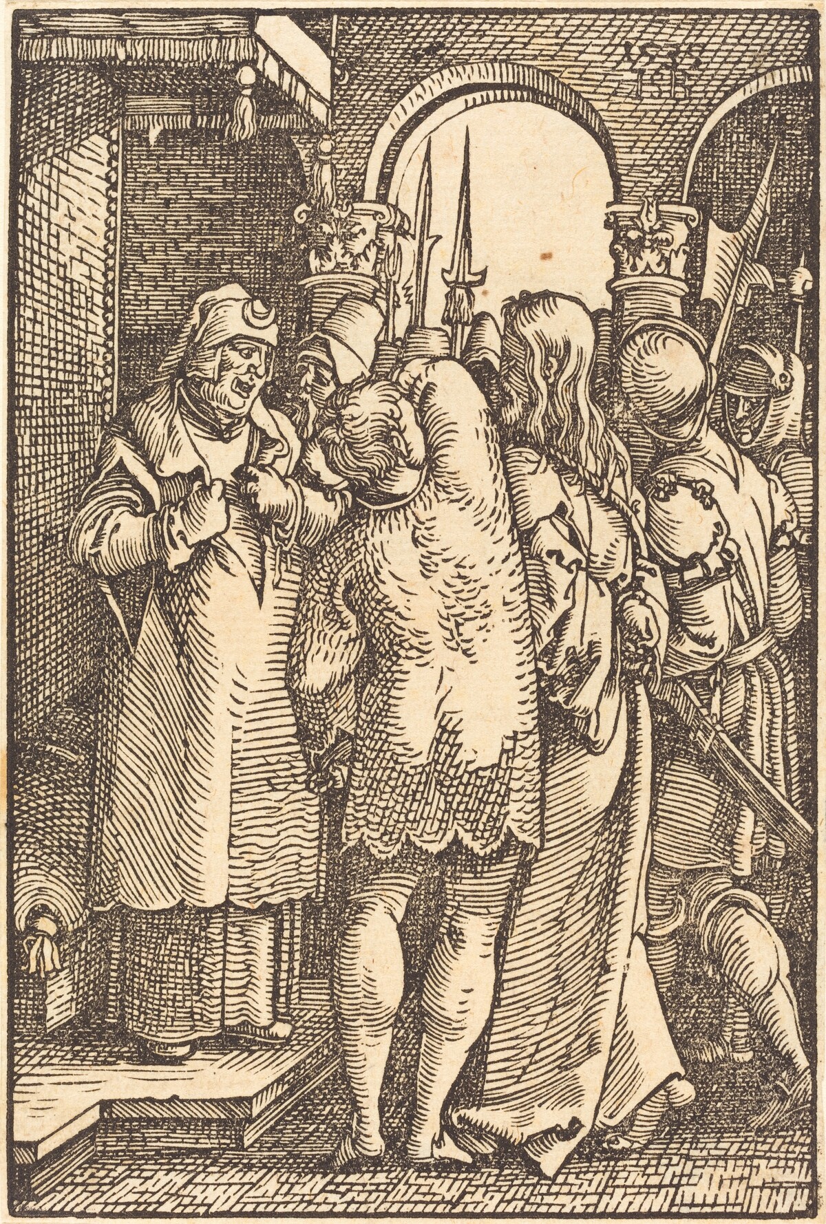 Christ before Caiaphas by Sebald Beham