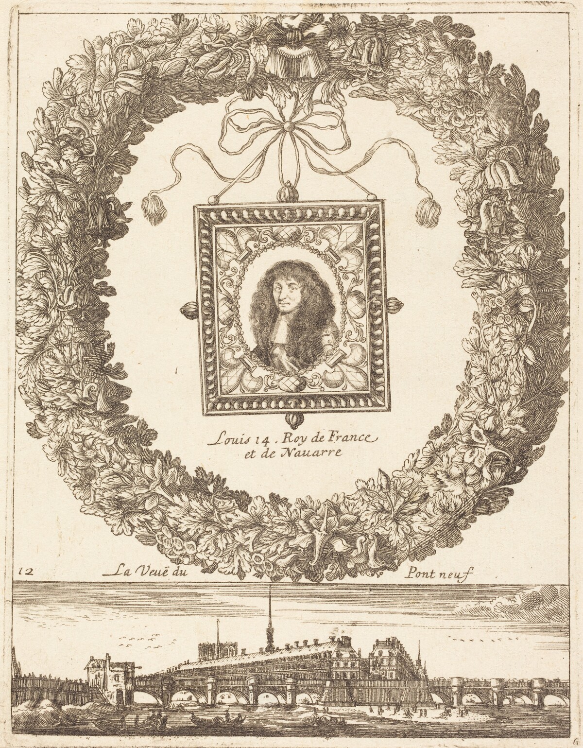 La veue du Pont Neuf; Louis XIV Roy de Franceet de Navarre by François Le Febvre