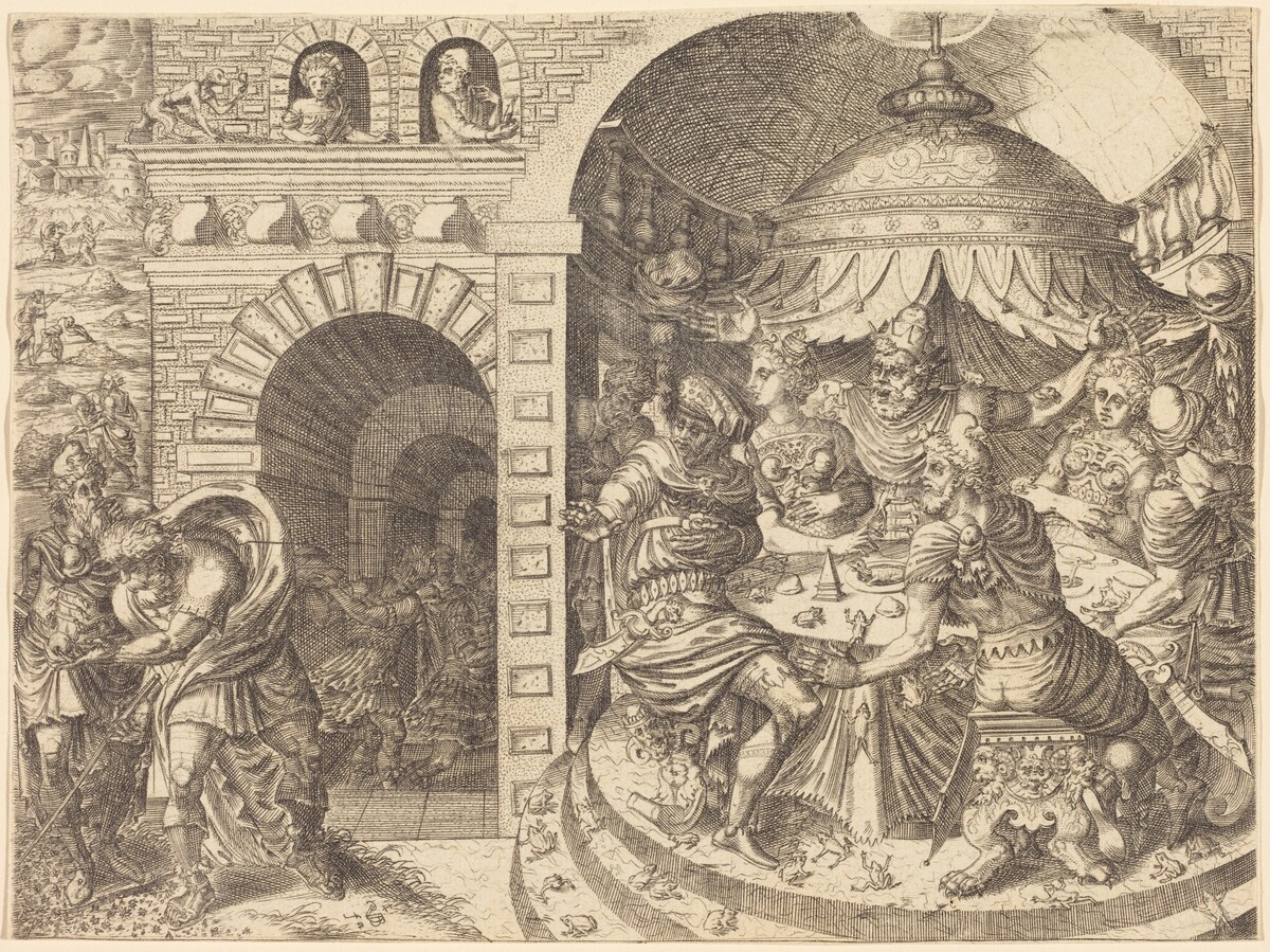 Pharaoh and the Plague of Frogs by Pierre Woeiriot