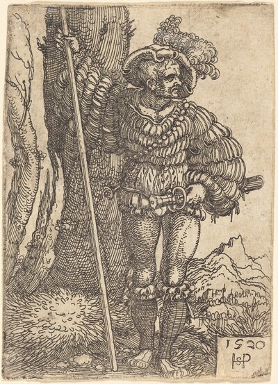 Foot Soldier Standing by a Tree