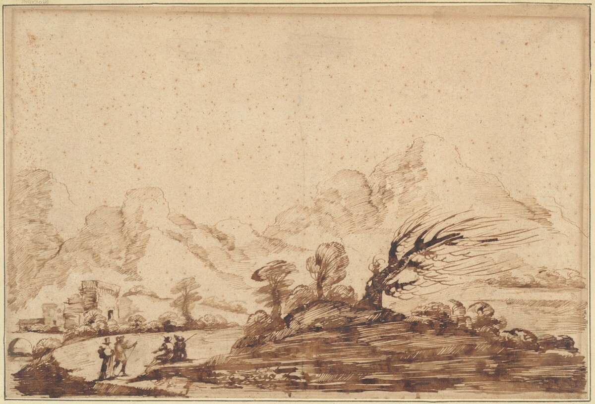 Landscape with Figures by Follower of Guercino