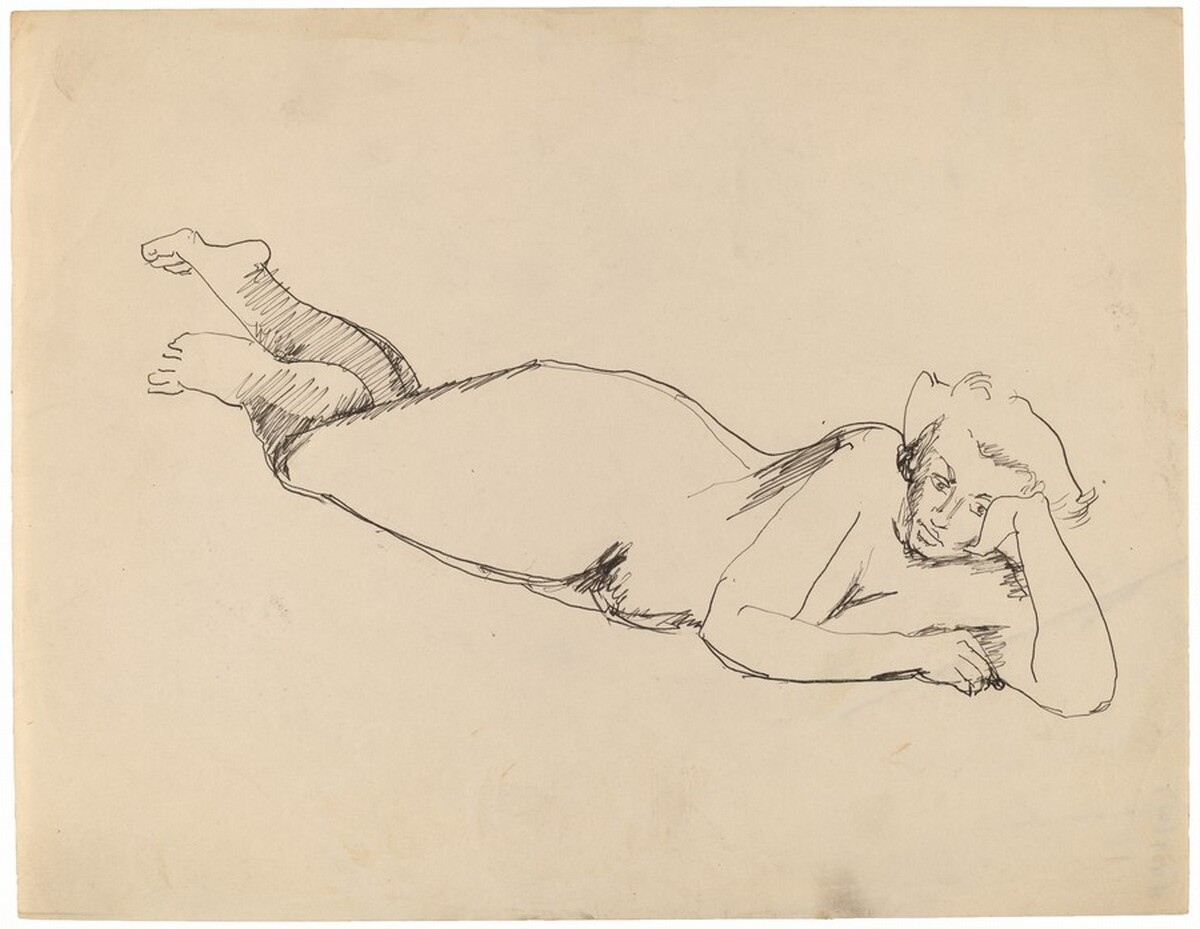 Nude Reclining to the Right, Head Propped on Left Hand by Mark Rothko